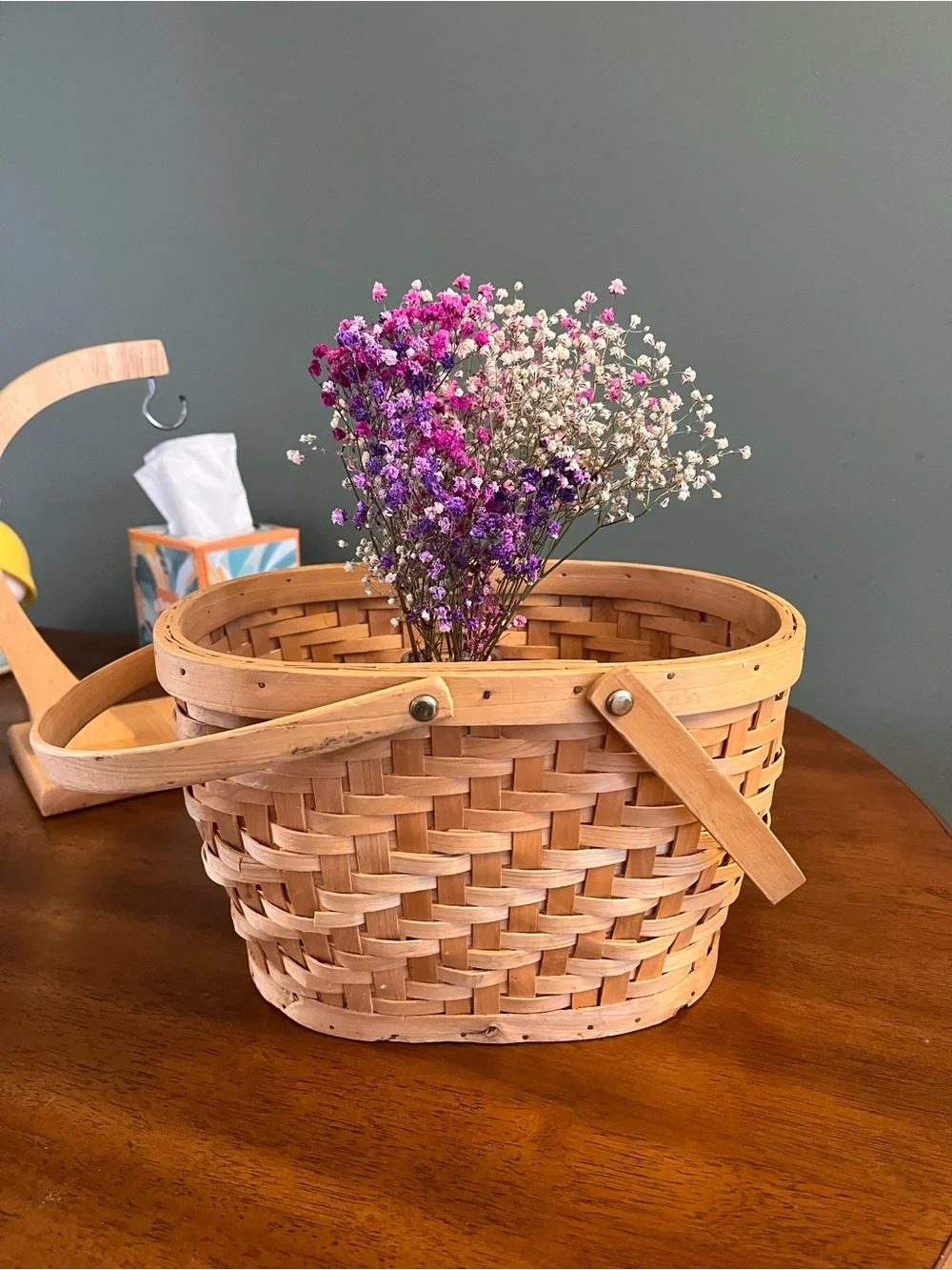 Woven Wood Market Basket in Natural Light Brown